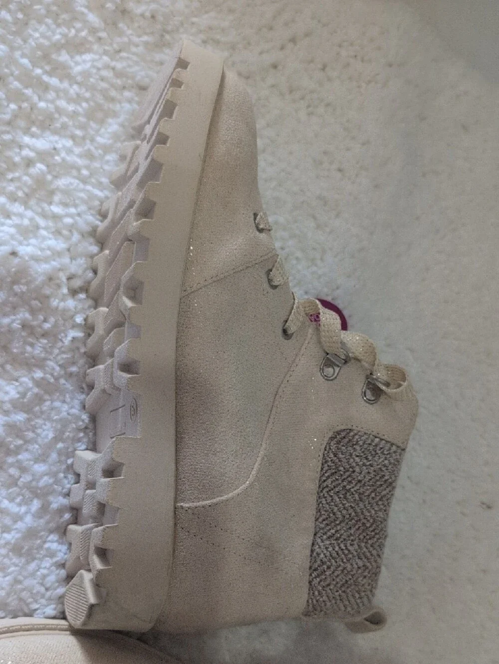Girls's Lace-Up High-Top Boots in Light Beige